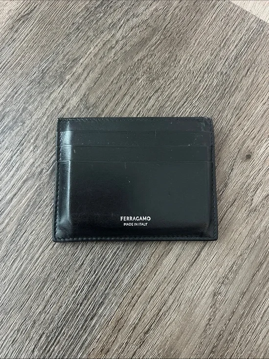 Salvatore Ferragamo Black Slim Leather Card Case