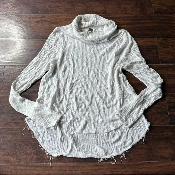 Free People White Thermal Cowl Neck Long Sleeve Tunic