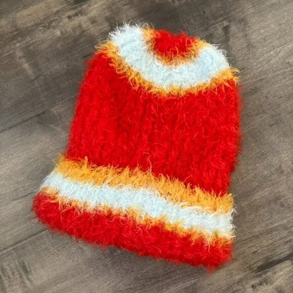 NWOT Free People Airy Rib Stripe Beanie Red