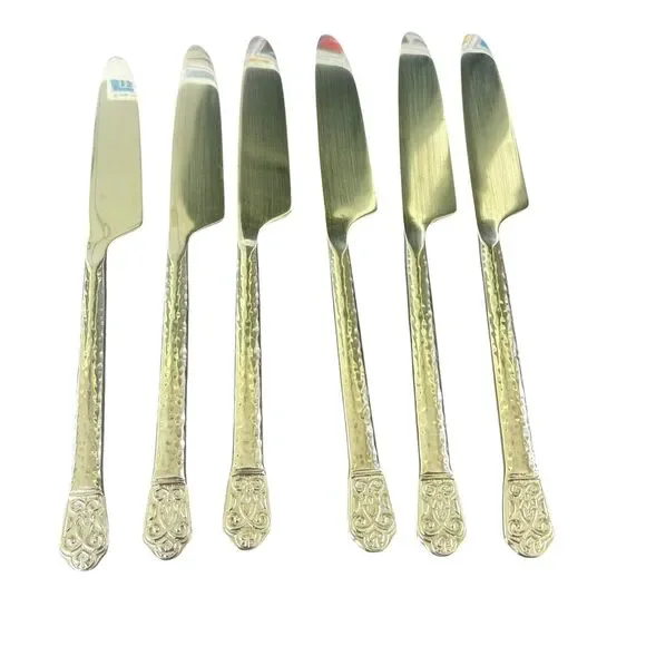 Gourmet Settings AVALON BARCELONA Knives Hammered Stainless 18/10~Set of 6