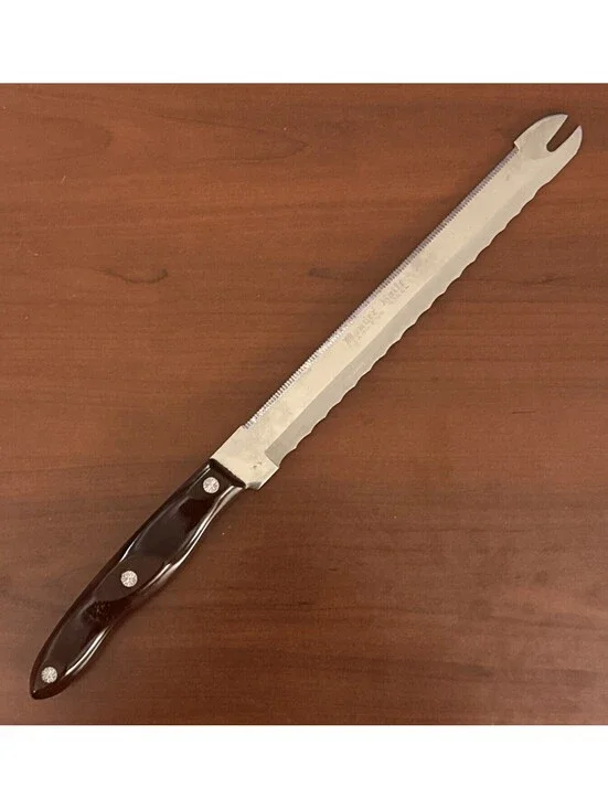 Vintage WONDER KNIFE Carving Knife Made in Japan 14 Inches Wooden Handle