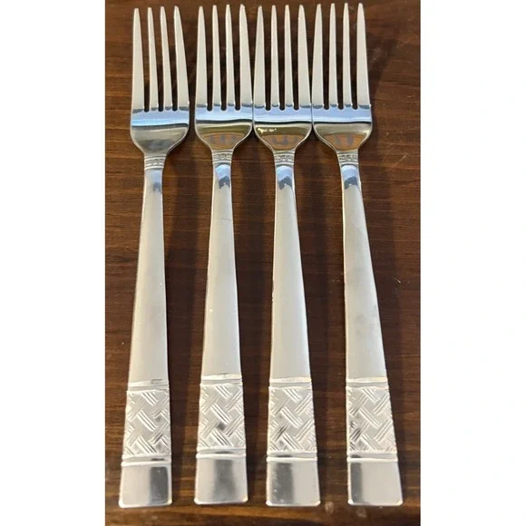 Mainstays Pierremont Stainless Steel Dinner Forks Set of 4 Basketweave 8