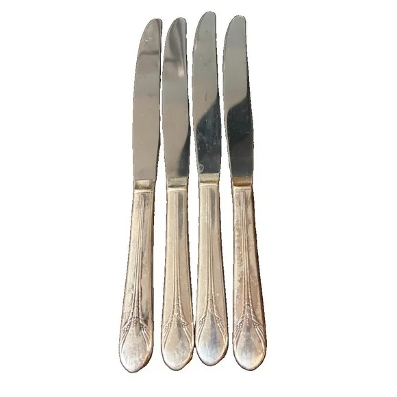 International Silver Inheritance 1941 Silver plate Dinner Knives Set 4 Stainless