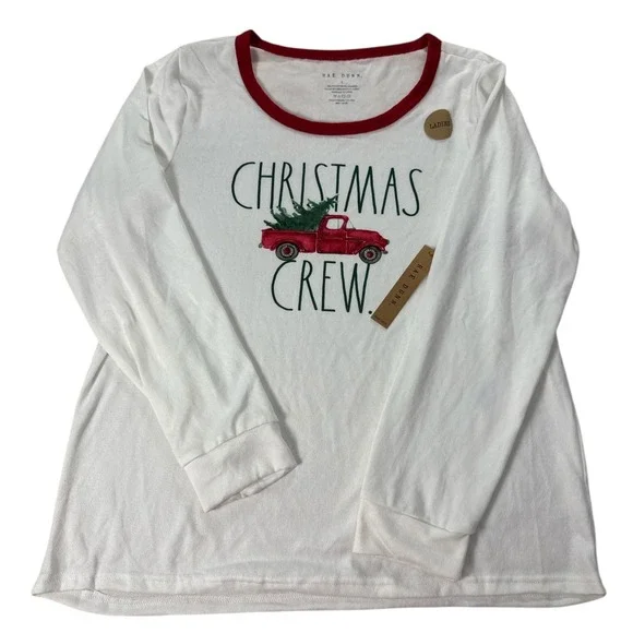 Rae Dunn Christmas Crew Red Truck Long‎ Sleeve Pajama Shirt Size Large NWT