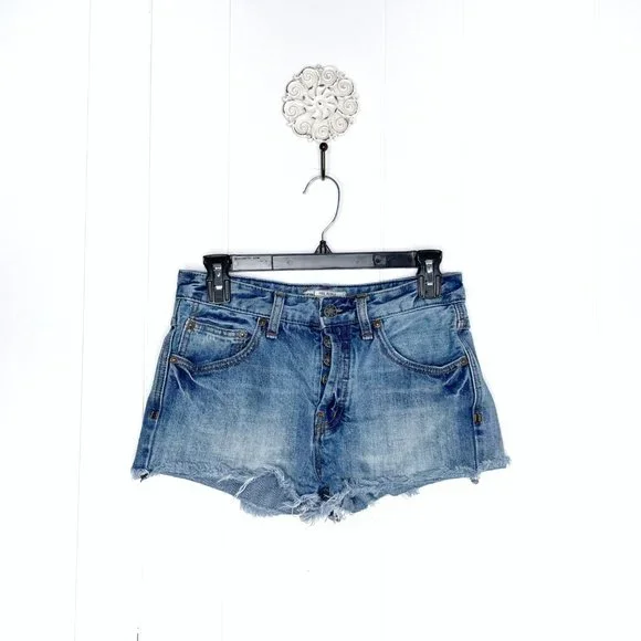 Free People Button Fly Jean Shorts Size 25