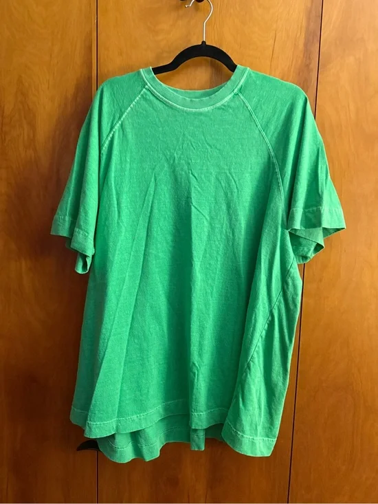 Free People Bright Green Relaxed Crewneck SM oversized could fit up to LG NWOT