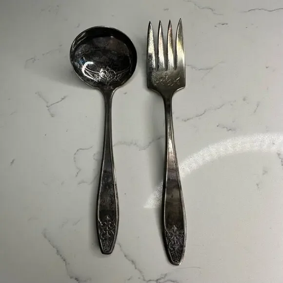 Vintage Princess Lady Doris Silverplate Meat Fork and Ladle 1929 2 Pc
