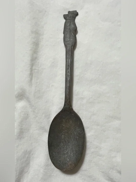 Vintage Metal Serving Spoon - Black