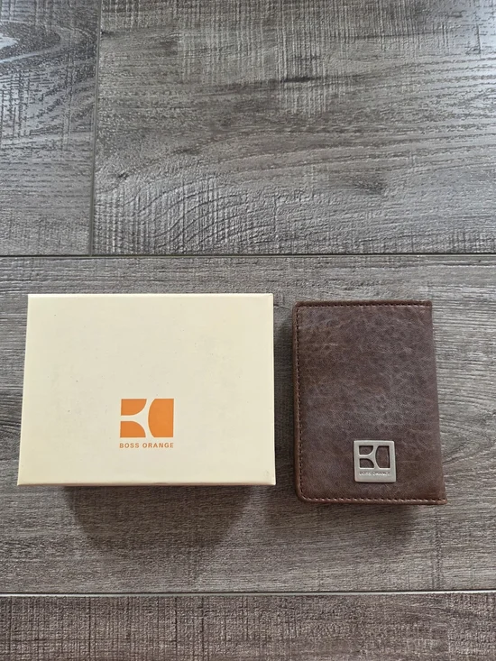 Boss Orange Men's Brown Leather Card Wallet