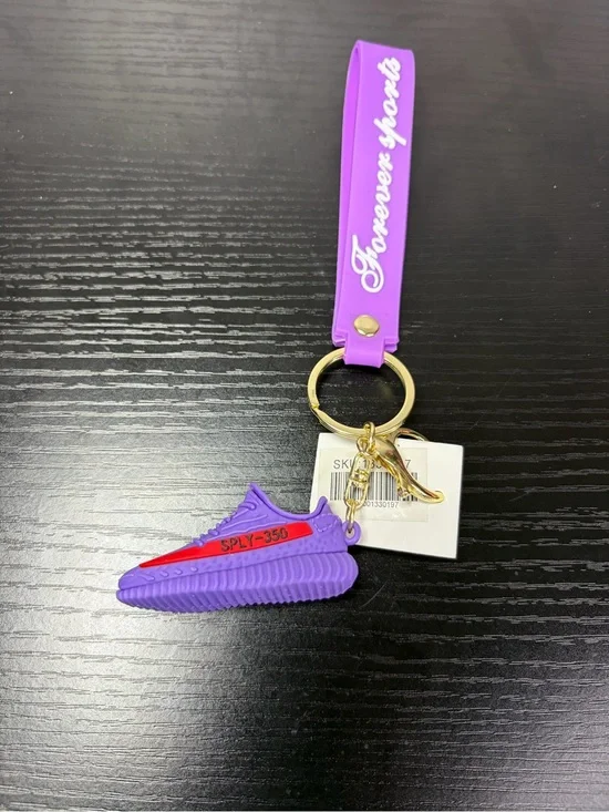 Purple Sneaker Keychain with Red Stripe