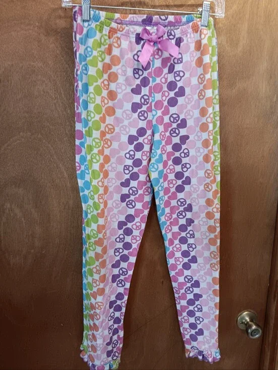 Girls Rainbow Peace Sign Pajama Pants