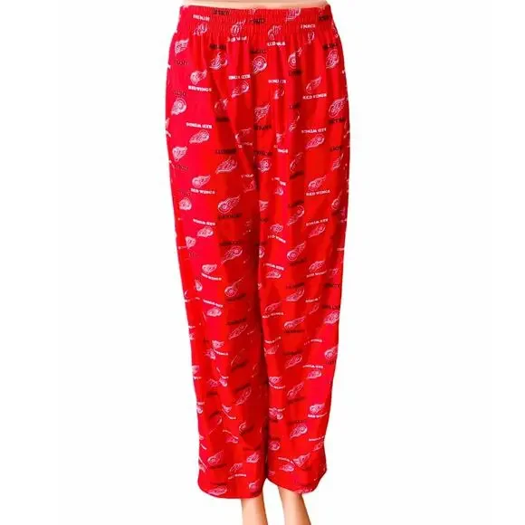 DETROIT RED WINGS Hockey Official NHL Red & White Lounge Pajama Pants ~ LARGE