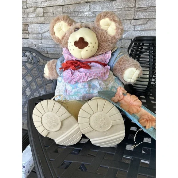 Vintage Hattie 1985 Furskins Bear Xavier Roberts Flour Sack Dress and Diaper 23