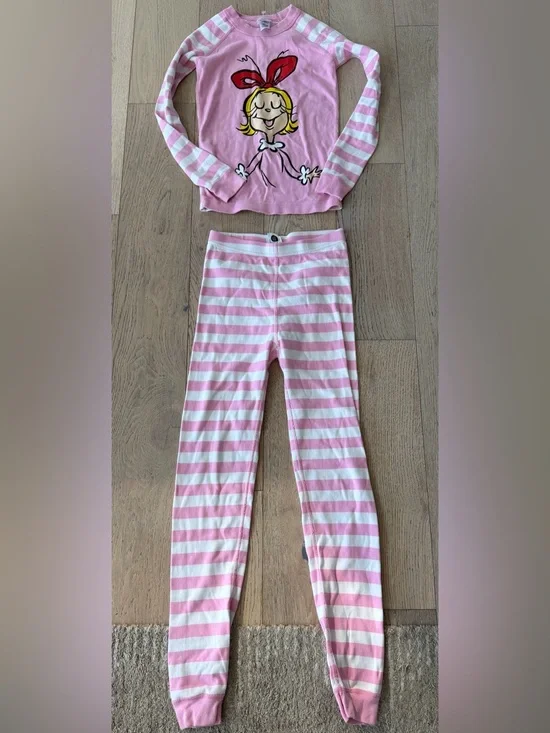 Hanna Andersson Girls The Grinch Pajama Set Pink Striped Size 12