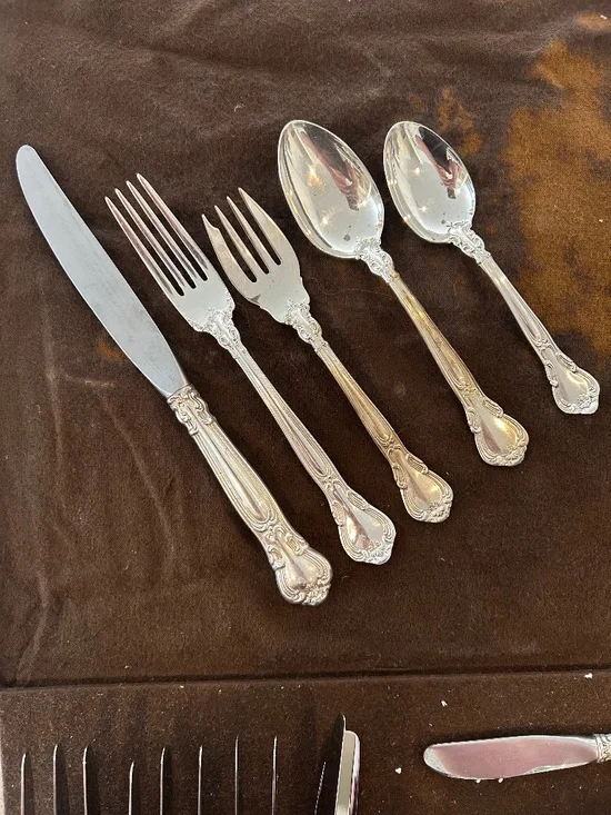 Gorham Chantilly Sterling Silver Flatware Set – 12 Complete 5-Piece Place Settin