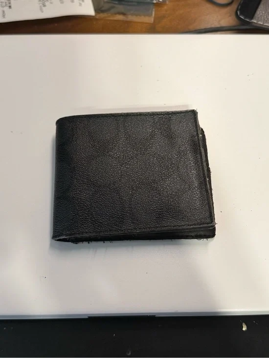 Coach Mens Bifold Wallet in Signature Canvas Charcoal Grey