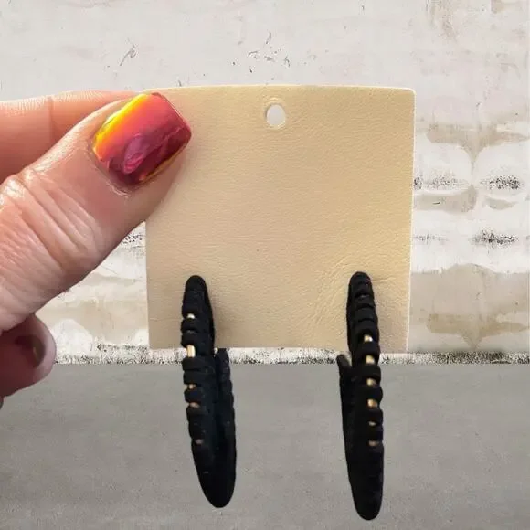 Free People $38 See If I Care Black Hoops NWT