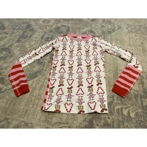 Dr Seuss Hanna Anderson Grinch Christmas Pajama Top Shirt Cindy Lou‎ Girls Sz 10