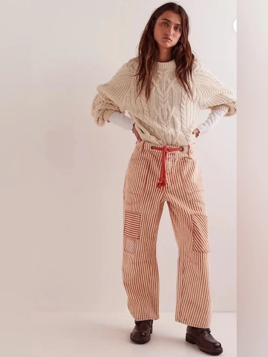 Free People Moxie  striped railroad Pants 28
