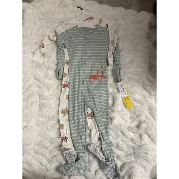 Toddler Boys' Carter's 2-Pack Tractor & Farm Animals Footie Pajamas Size 3T NWT