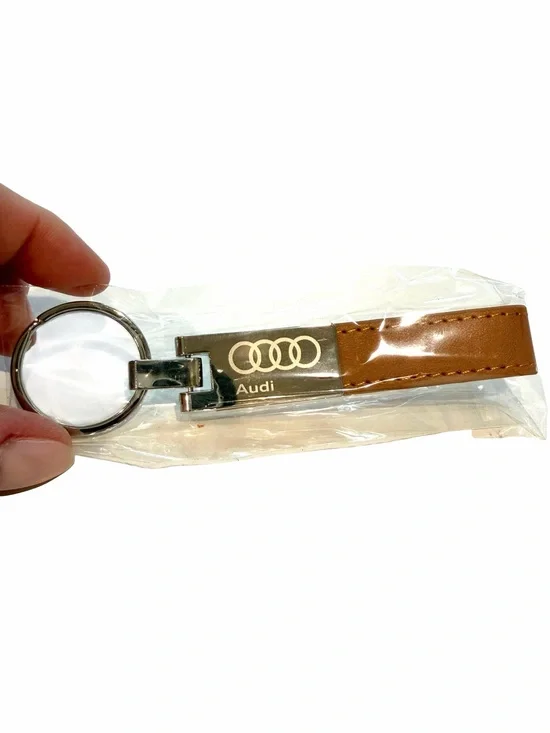 Audi Leather Keychain in British Tan. NWT