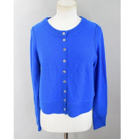 Free People Nocturnal Solid Cashmere Cardi Small Blue Wool Cashmere Button Front