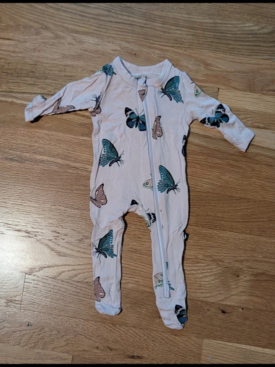 Kyte Premie Pink Butterfly Zipper Footed Pajamas