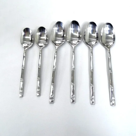Lot 6 Stainless BAMBOO Flatware Korea AUGUST MOON MCM Retro‎ Vintage