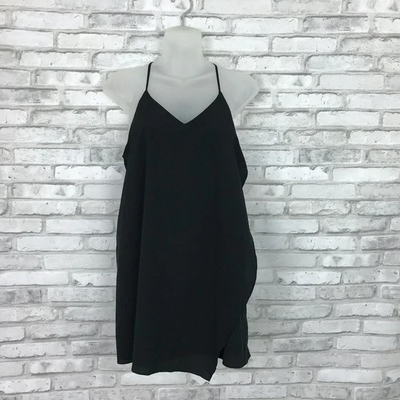 Free People Intimately Top Womens XS Black Racerback Tunic Tank V-Neck Solid