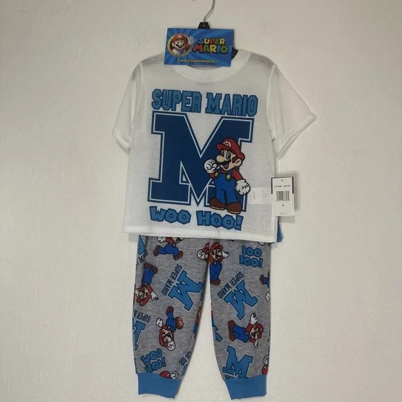 Super Mario‎ Brothers 3 piece pajama set boys size 4 NWT