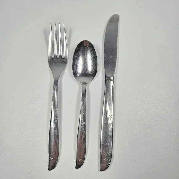 Vintage Oneida Community CHILD size Twin Star Fork Spoon Knife‎ Atomic Starburst