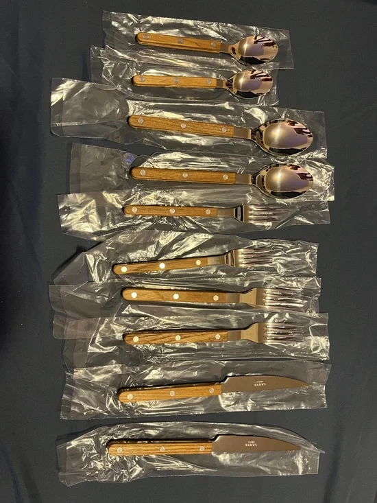Sabre Paris Bistrot Serena & Lily Wood-Handle Stainless Flatware Set
