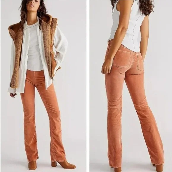 Free People Jenny High Rise Cord Slim Flare Jeans