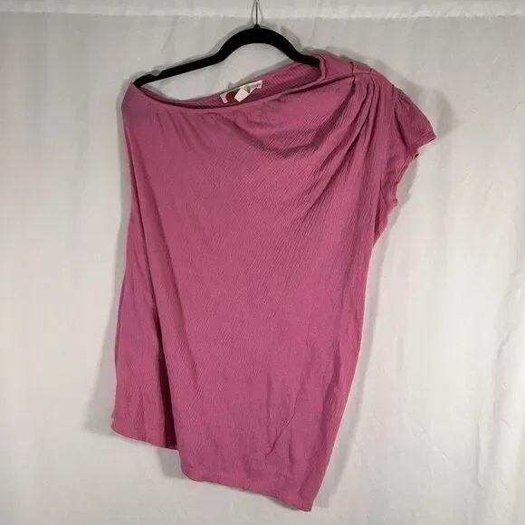 Free People Beach Blouse Women's Small Pink One Shoulder Pullover Lightweight