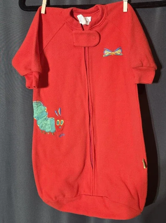 Red Fleece Baby Sleep Sack with Very Hungry Caterpillar 0-9 Months