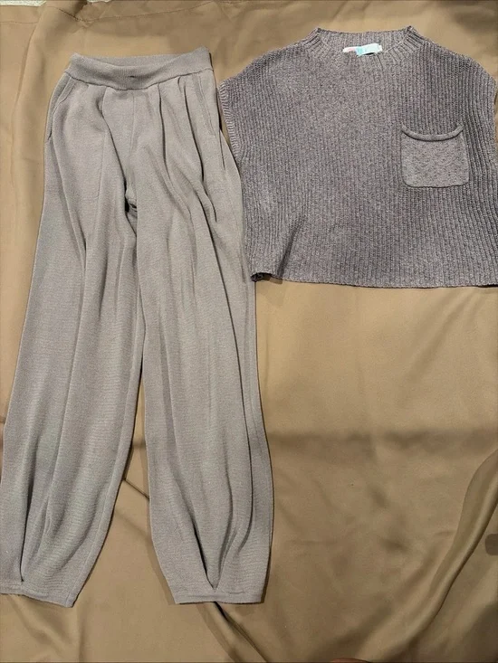 Free People Beach Freya Sweater Set  Pant Barrel Balloon Lagenlook Lux Lounge