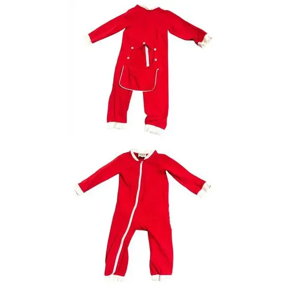 C&L Boutique Buttflap Red Zip Sleeper Long Size 3T Toddler Red White Christmas‎