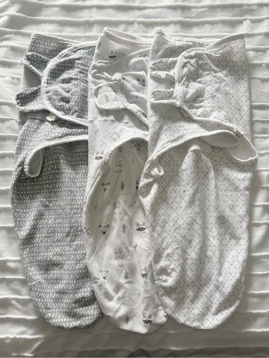 Neutral Gray & White Baby Sleep Sack Set - Soft Cotton Swaddle