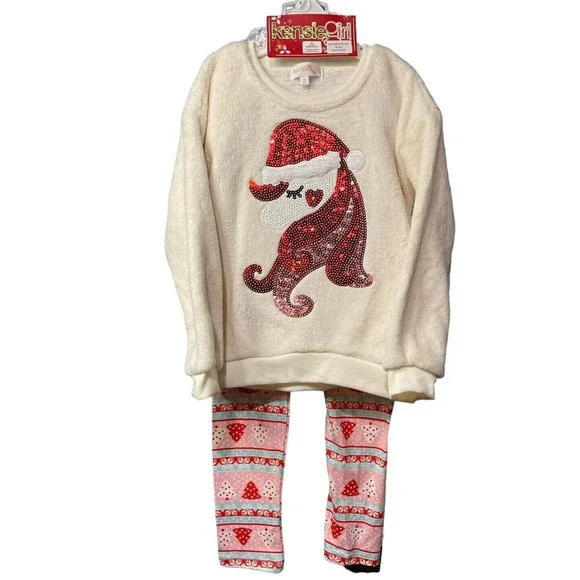 Kensie Girl Sequin Unicorn 3pc Christmas Pajama Set Long‎ Sleeve Fleece Size 4