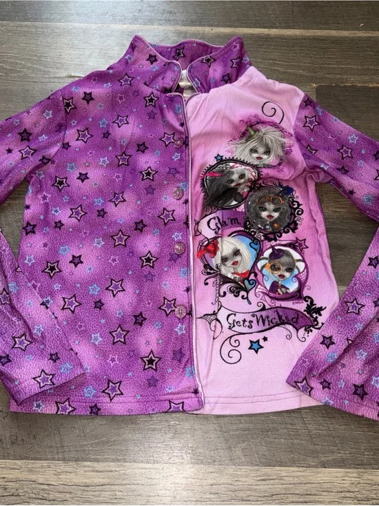 Y2K Girls‎ Purple PJs Top Bratzilla Size 10-12 Long Sleeve
