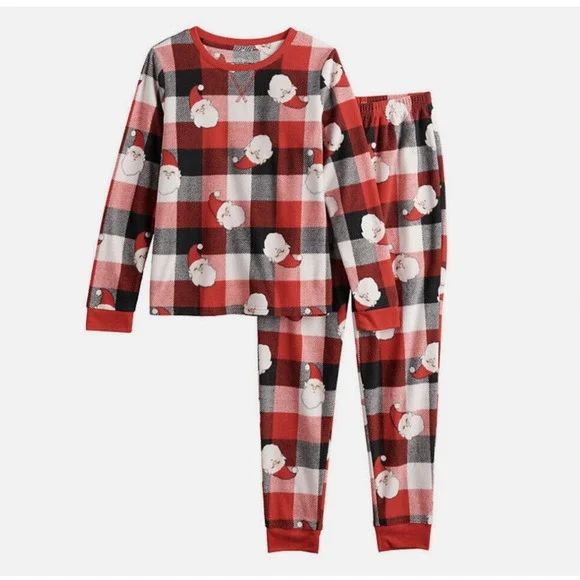 Girl's Jammies For Your Families Santa Plaid Pajama Set Size‎ L (10/12) NWT Soft