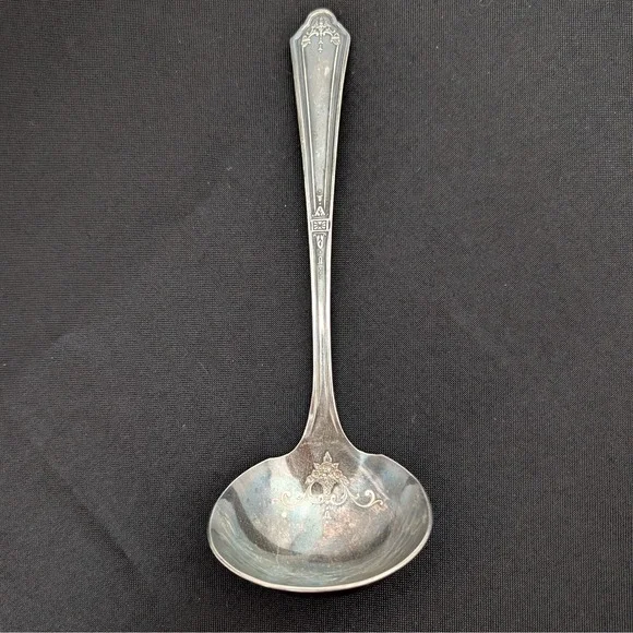 Antique William A.‎ Rogers Silver Overlaid Gravy Ladle Sauce Spoon Etching