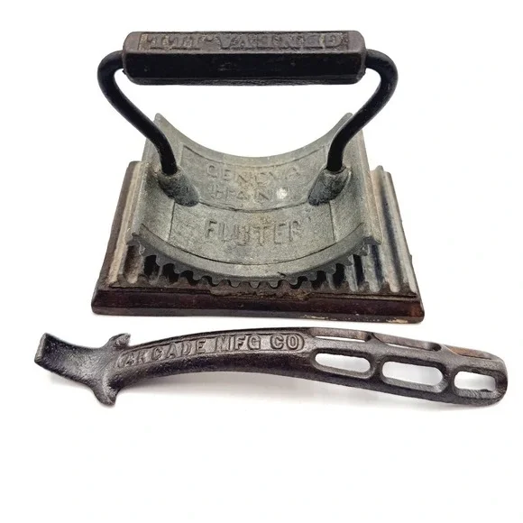 Antique Geneva Hand Fluter Rocker Iron w/ Arcade Lift Handle & 1866 Heater Plate