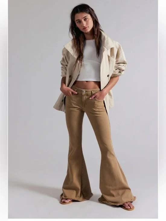 Free People We The Free Emre Low-Rise Flare Jeans-Tannin-26-NWT