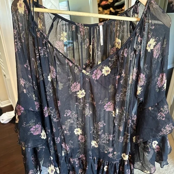 Free‎ People Sunsetter Black Floral Long Sleeve Dress