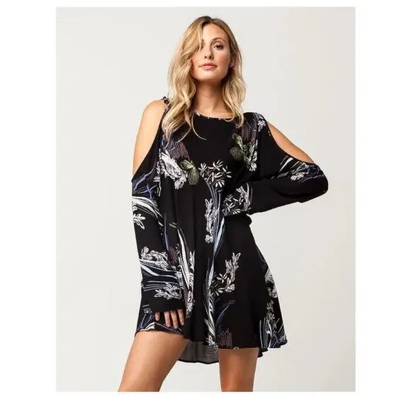 Free People Clear Skies Cold Shoulder Tunic H Lo Mini Dress Size Small