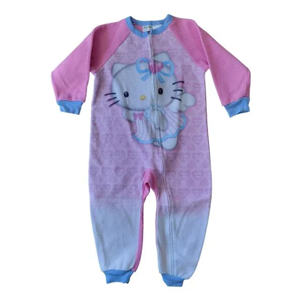 Sanrio Hello Kitty 5T Fleece Pajama Footie PJs Pink‎ Purple Vintage Y2K 2002