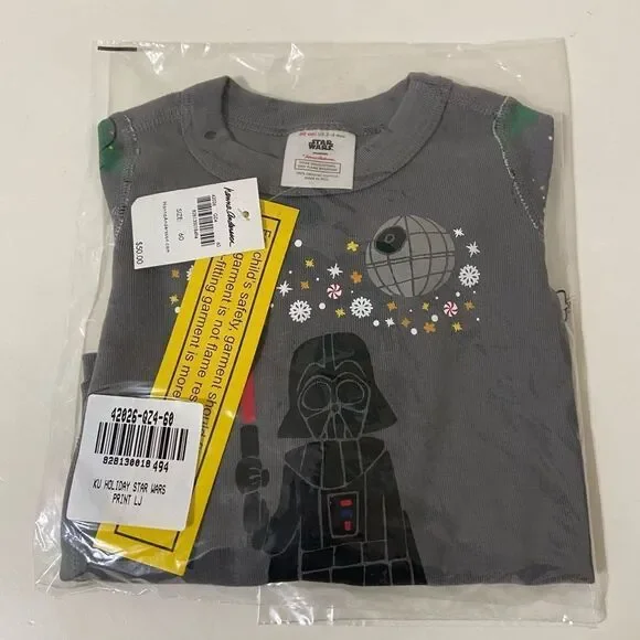 Hanna Andersson Star Wars Darth Vader Carolers Long John Pajamas Size 60 3-6 Mos
