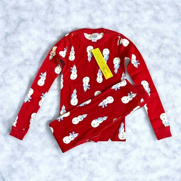 Hanna Andersson Sz 110 5 yrs Holiday Snowman HannaJams Pajama Set 2 pc NWT