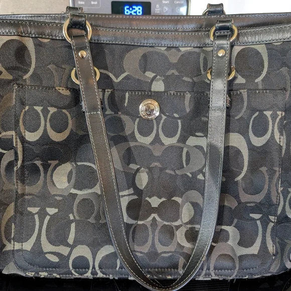 Coach Black Signature Canvas Tote